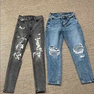 American Eagle Distressed Gray and Blue Women's Jeans size 2